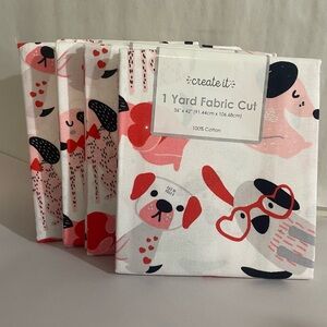NWT Dog Fabric Bundle 4 Valentine Love Create It Bow WOW Yard Cut